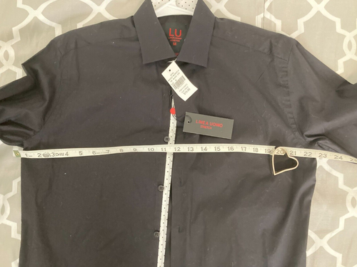 Men's Black Button Down Dress Shirt Linea Uomo LU Medium NWT - Picture 5 of 10