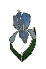 SG33 - Handcrafted Stained Glass Suncatcher, Purple Iris Flower, 7 X 4 in