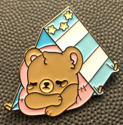 Bright Bat pin design camping animals sleeping bear in tent animal sleeping bag