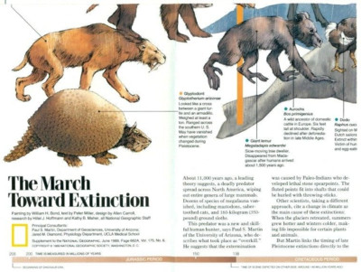 VINTAGE - NATIONAL GEOGRAPHIC MAP - THE MARCH TOWARD EXTINCTION - 1989