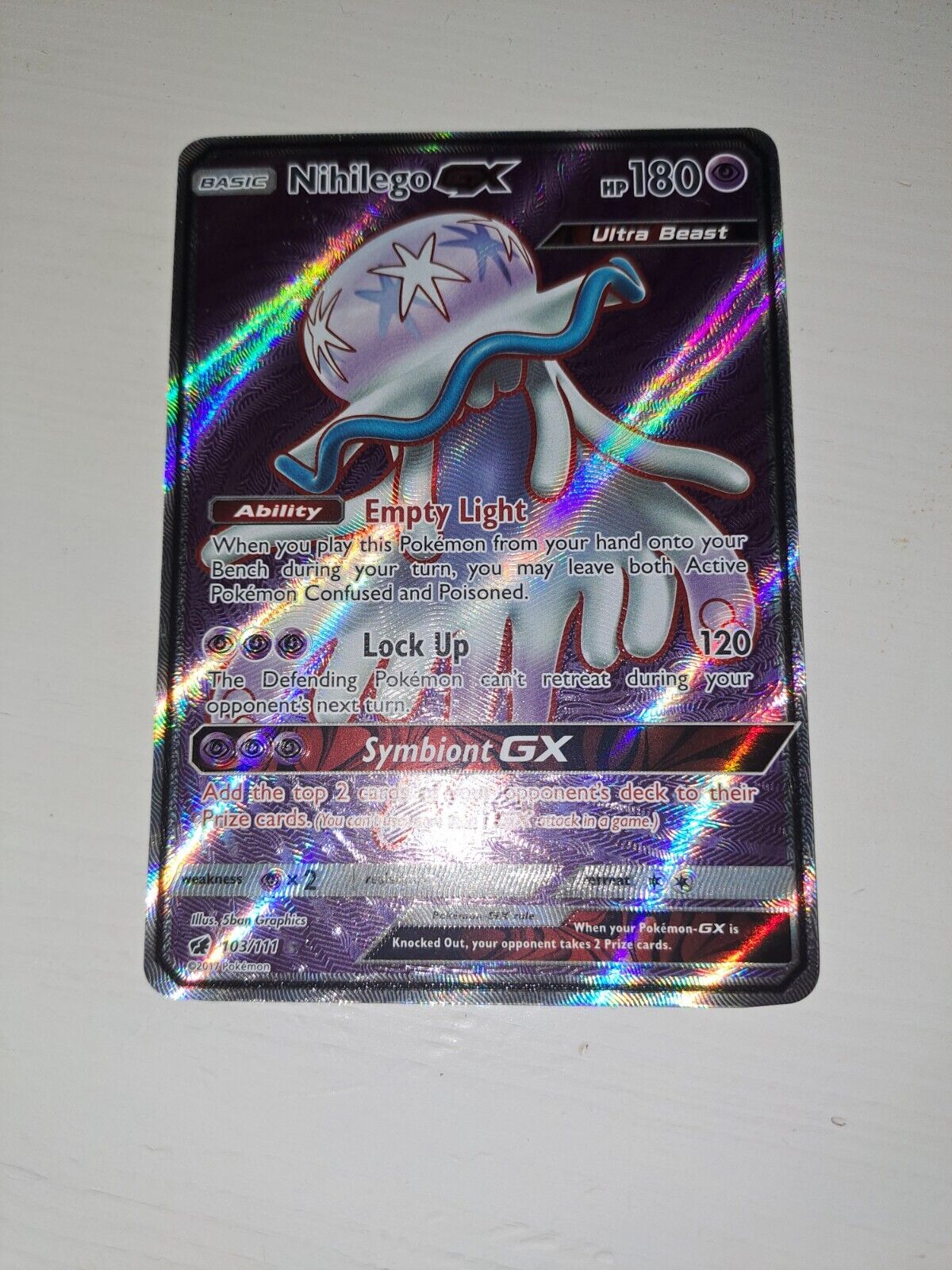 Nihilego GX (Full Art) 103/111 SM - Crimson Invasion Pokemon NM618