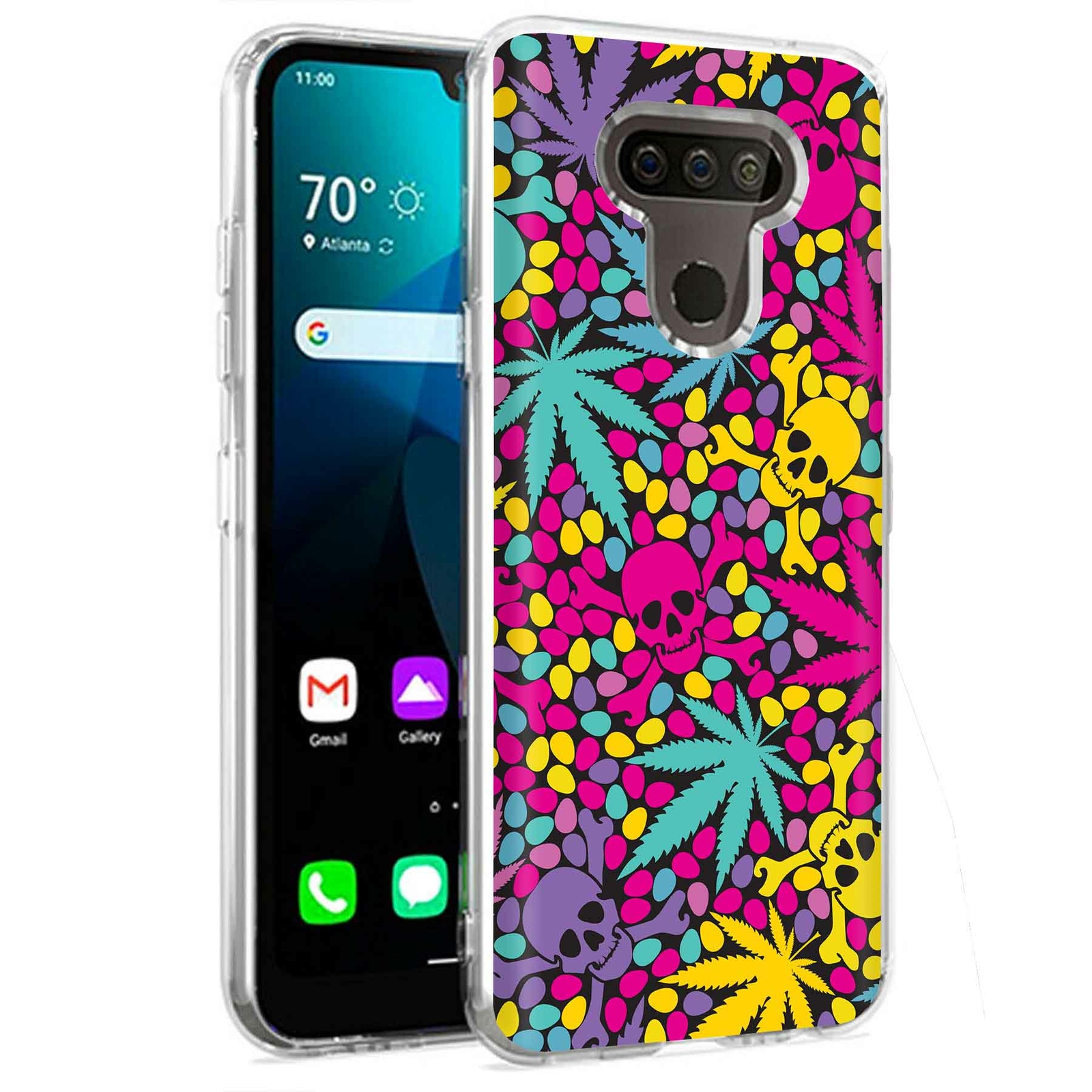 Phone Case for LG Harmony 4,Xpression Plus 3,K40S, Marijuana Skulls Print