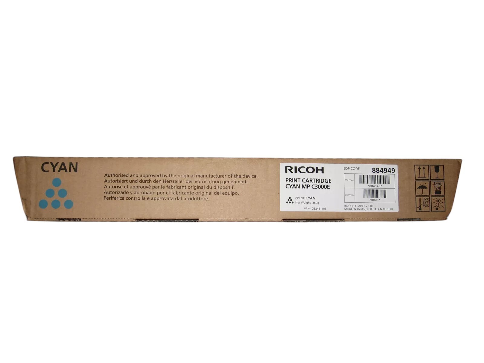 Cartouche Toner Ricoh 884949 Cyan MP C3000E C2000 C2500 C3000 Imprimante