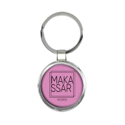 MAKASSAR Indonesia : Gift Round Keychain Square Modern Minimalist Font
