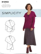 Simplicity R10903 Knit Wrap Jacket w Cape Collar Sz 6-26 UNCUT Pattern S9189