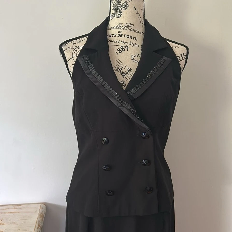 Conjunto formal chaleco y falda sin mangas vintage Metrostyle Y2K 2 piezas para mujer talla 10/M Foto 2 de 4