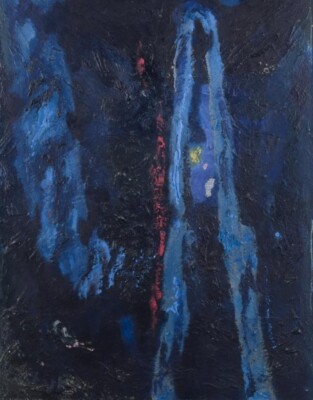 Oskar Stark, German artist. Oil on board.  Abstract composition.