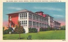  Postcard George Wright Masonic Bldg Blue Ridge Sanatorium Charlottesville VA