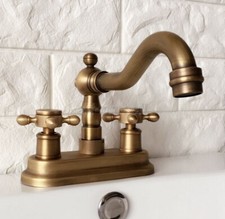 Antique Brass 2 Hole 4"Centerset Deck Mount Bathroom Faucet Sink Basin Mixer Tap