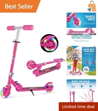 Hot Pink Kids Scooter with Light-Up Wheels - Adjustable Heights for Ages 3-12