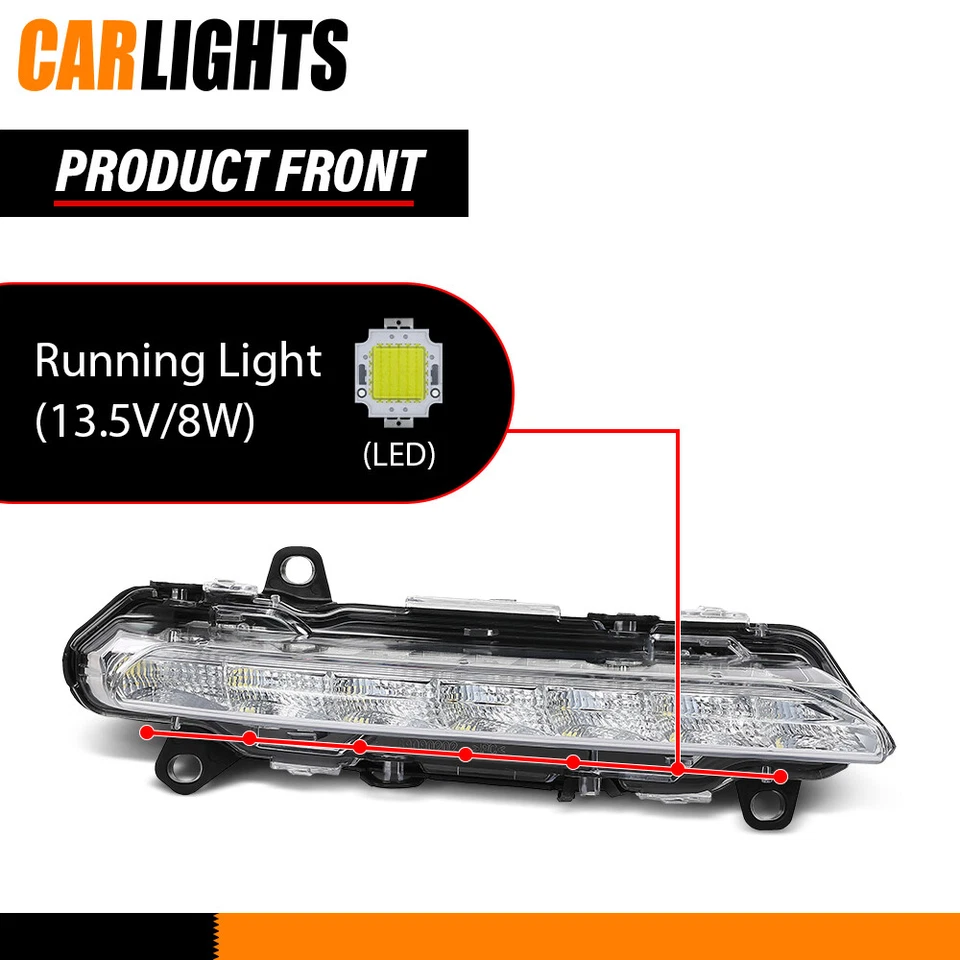 Fit For Mercedes Benz S350 S550 AMG Pair DRL LED Daytime Running Fog Light Lamp Foto 3 de 4