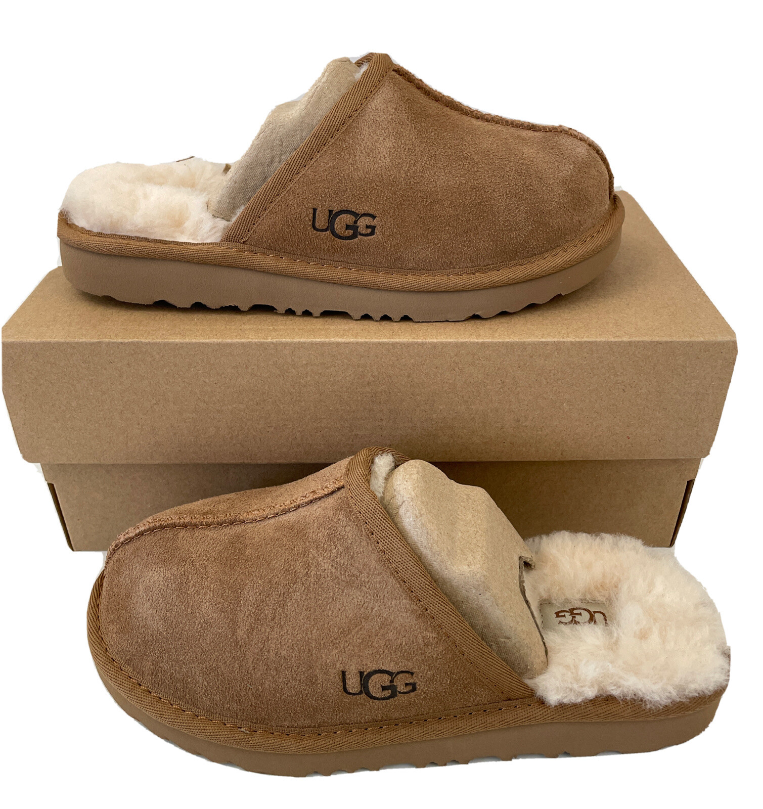 NWT UGG Little Kids Keegan Slide Slipper Chestnut Size 1 195719088828 | eBay