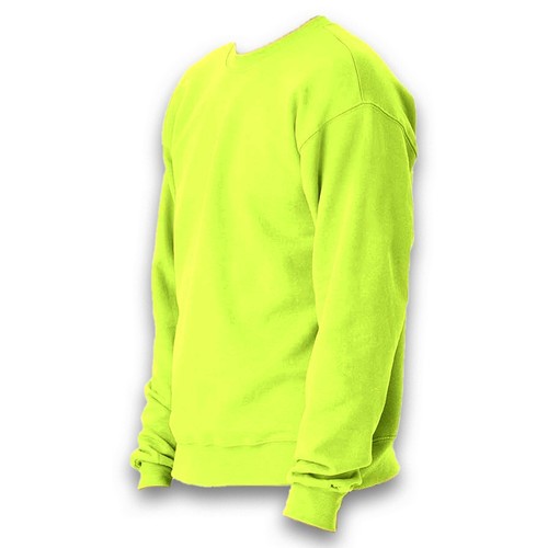 High Visibility Crewneck Sweatshirt Safety Green XP Fleece Hanes Pack 3.Hi Vis - Picture 5 of 6