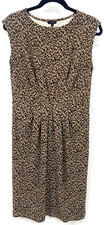 Talbots Dress Animal Women Size Small S Brown Cap Sheath Scoop Neck Women B83