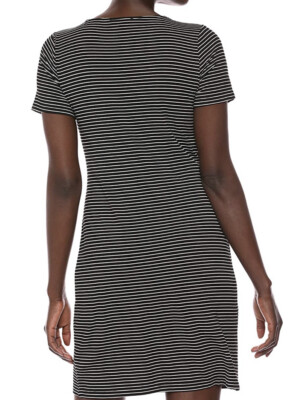 Tribal T-Shirt Dress Lungo In Cotone – Donna, Nero, Scollo Scoop Con Maniche A Cappuccio