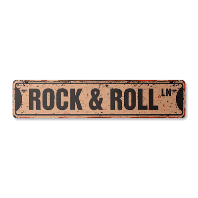 ROCK & ROLL Vintage Street Sign Metal Plastic fame music band guitar musician