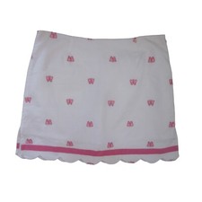 VTG LILLY PULITZER White Label Pique Skort Skirt w/ Pink Butterfly Embroidery 8