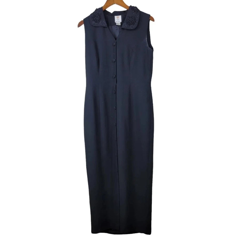 Studio Dress Size 10 Evening Cocktail Embroidered Collar LBD Special Event Maxi - Image 2 of 4