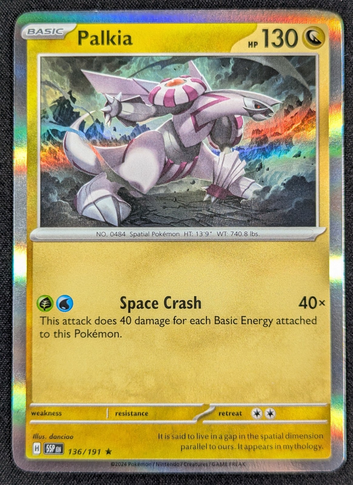 Palkia 2024 Surging Sparks Holo Rare Pokemon Card 136/191 (NM)