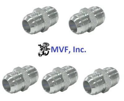 MVF, INC 1/2" Male JIC 37° x 1/2" Male JIC 37° Flare Adapter Steel (5-Pack) 2403-08-08