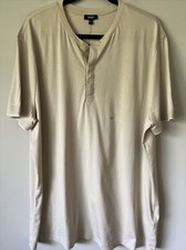 Express Men  s Tipped Perfect Pima Cotton Henley Shirt NWT Size XL Beige