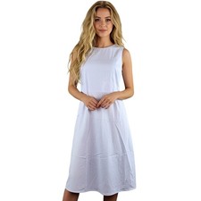 Everlane Sleeveless Dress Womens 10 White Cotton Midi Twist Back Cutout Summer