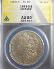 1883-S Morgan Dollar Silver $1 About Uncirculated ANACS AU50 Details  CLEANED