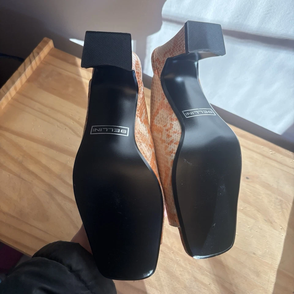 PEACHY GLITTERY FAUX SNAKESKIN BELLINI BAUBLE HEELS 尺码 6 从未穿过 — 第 2/3 张图片