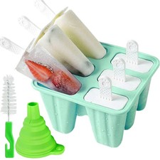 Popsicle Mold,Popsicle Molds 6 Pieces Silicone Ice Pop 6 Cavities, Green