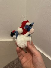 Plush Disney Eeyore Teddy on snowball Christmas plush ornament tree hanger Rare