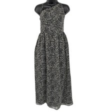 Old Navy One Shoulder Asymmetrical Maxi Dress Abstract Minimalist Flowy Size M 