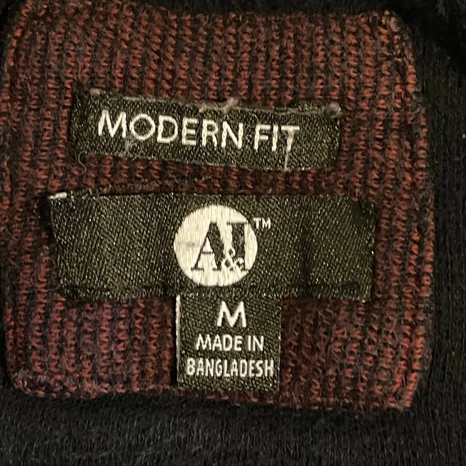 Suéter Pullover de Algodón Manga Larga A&J Calce Moderno Para Hombres Borgoña Cuarto Cremallera M Foto 3 de 4