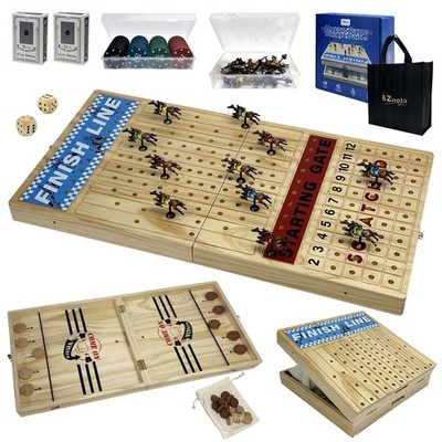 Large 23 inches Horse Racing Board Game with 11 Luxury Metal Numbered Horses,...