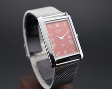 Vintage RED - SILVER Seiko Slim Quartz Gentlemen's Wrist Watch - FREE SHIPPING