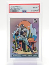 TERRELL OWENS 2024 DONRUSS DOWNTOWN CASE HIT SP #8 COWBOYS PSA 8 Q0004