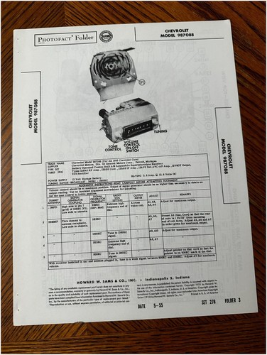 1955 Photograph GE & Chevy Radio Photofact Folders Electronics Repair Syracuse - Picture 3 of 4
