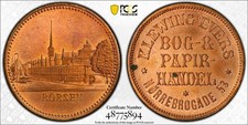 F9 Denmark (ND) Klweing Evers Copper Token B-807 PCGS MS-64 FULL RED Top Pop:1/0