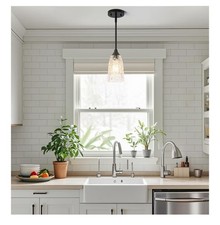 Glass Pendant Lights Kitchen Island Modern Black Pendant Hammered Clear Glass 1