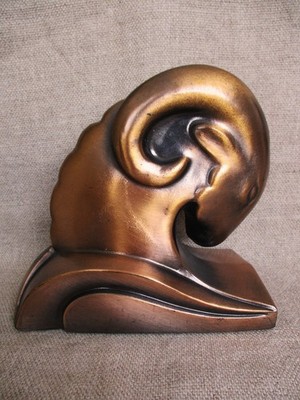 Art Deco Cornell Foundry Vintage Copper Bookend Antique Ram Head