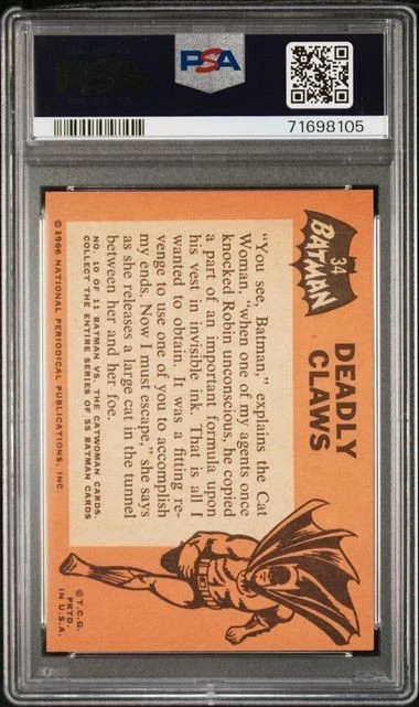 1966 Topps Batman Black Bat Deadly Claws #34 PSA 8 oc NM-MT Vintage - Image 2 of 3