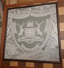 Vintage Professionally Framed NOTTINGHAM LACE Nottingham Coat of Arms 40x39cm