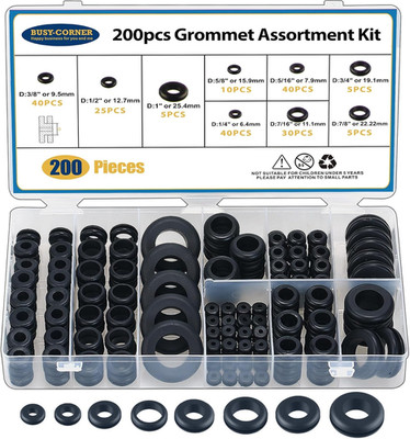 200 PCS Rubber Grommet Kit for Firewall Hole Plugging - Assorted Sizes!