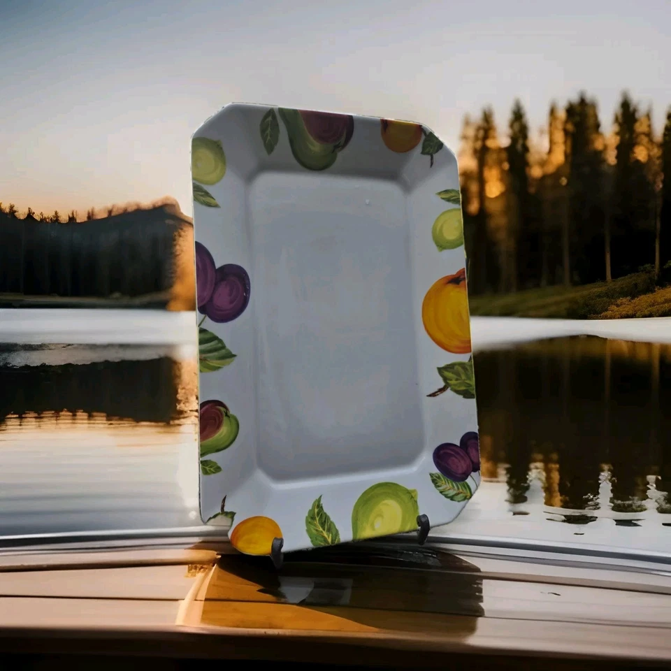 Bandeja rectangular para servir de porcelana Garrys Frutas secas y nueces 10x15" pesada Foto 2 de 4