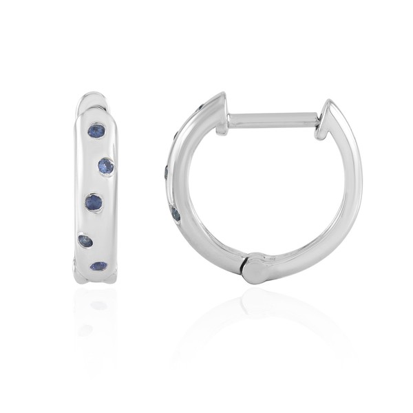 Cavill Ohrringe Damen 925 Silber Platin Blau Saphir Rundschliff Edelstein-image