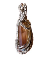 Citrine Crystal Pendant Sterling silver handc...