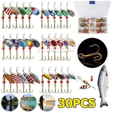 30Pack Fishing Lures Metal Spinner Baits Bass Tackle Crankbait Trout Spoon Trout