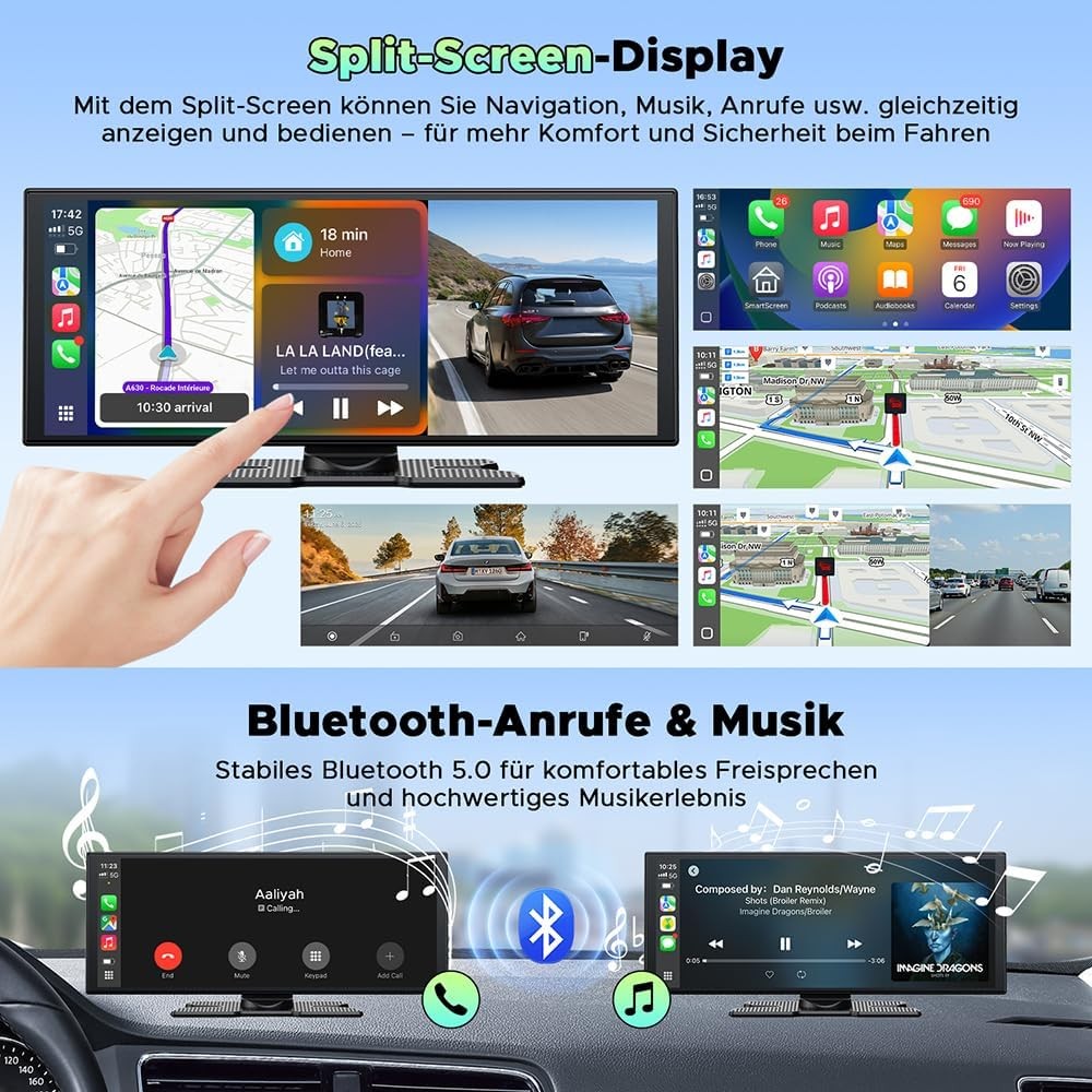 Display Carplay Wireless 11,26" per Apple Carplay e Android Auto con Dash Cam foto 6