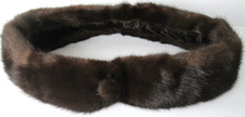 Vintage Genuine Brown Mink Fur Collar Stole Wrap 39" x 4" Covered Button Detail