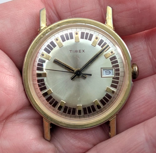 1974 TIMEX Mercury Calendar 16561 02574 Men's 33mm Watch Movement PARTS REPAIR