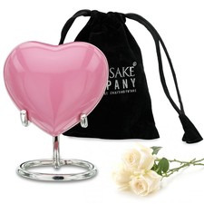 Mini Heart Urn / Cremation Keepsake For Ashes / Heart With Stand From Pink